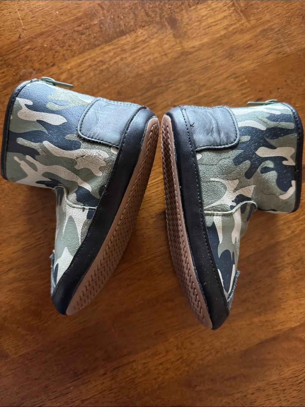 Kids Camouflage Ankle Boots with Faux Fur Lining - Green Camo